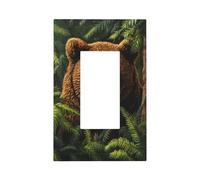 Placca da parete per interruttore della luce con orso marrone in una foresta verde densa, copertura a bilanciere singolo, 1 banda, decoratore, coperture per presa per casa, cucina, stanza, bagno