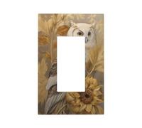 Placca da parete per interruttore della luce con petali dorati, girasoli e gufo, copertura a bilanciere singolo, 1 banda, decorazione per presa di casa, cucina, camera da letto, bagno
