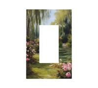 Placca da parete per interruttore della luce con rose rosa e salici, copertura a bilanciere singolo, 1 banda, decorazione per presa di casa, cucina, camera da letto, bagno