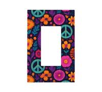 Placca da parete per interruttore della luce con simboli della pace e fiori, copertura a bilanciere singolo, 1 banda, decorazione per presa di corrente per casa, cucina, camera, bagno