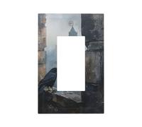 Placca da parete per interruttore della luce della finestra, stile gotico, con corvo nero, in pietra rotta, copertura a bilanciere singolo, 1 banda, decorazione per presa di casa, cucina, camera da