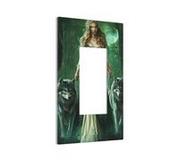 Placca da parete per interruttore della luce, motivo fantasia, mistico, foresta, donna, lupi, copertura per piastra frontale a bilanciere singolo, 1 banda, decorazione per presa di casa, cucina