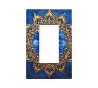 Placca da parete per interruttore della luce, motivo mandala, colore blu e oro, copertura per presa a bilanciere singolo, 1 banda, decorazione per casa, cucina, camera da letto, bagno