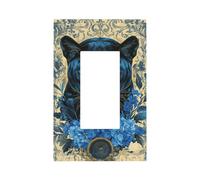 Placca da parete per interruttore della luce vintage con motivo a pantera con fiore, copertura a bilanciere singolo, 1 banda, decorazione per presa di corrente per casa, cucina, camera da letto, bagno