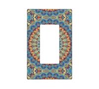 Placca da parete rotonda con mandala, 1 banda, dimensioni medie, 12,7 x 7,6 cm, copertura decorativa per interruttore della luce, in policarbonato termoplastico