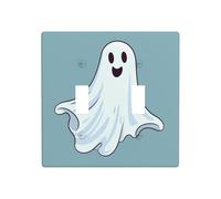 Placca da parete semplice con fantasma in stile cartone animato, doppia banda, interruttore decorativo, dimensioni standard - 11,4 x 11,4 cm