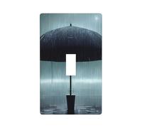 Placca da parete stampata con ombrello nero sotto la pioggia, copertura decorativa in policarbonato per casa e ufficio