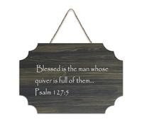 Placca da parete stampata in legno con scritta "Salm 127:5 Blessed Is The Man Whose Quiver Is Full of Them" (lingua italiana non garantita)