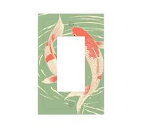 Placca da parete vintage con due pesci che nuotano nell'acqua con interruttore della luce a bilanciere singolo 1 banda, decorazione per presa di corrente per casa, cucina, camera da letto, bagno