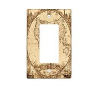 Placca da parete vintage con mappa del mondo nautica, 1 banda, pannello elettrico estetico retrò per camera da letto bagno, piastra elettrica anni '70 di dimensioni standard