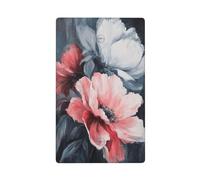 Placca da parete vuota con bellissimi fiori rosa e grigi singola, per interruttore della luce, decorativo, 1 banda, per cucina, camera da letto, bagno, dimensioni 11,4 x 7 cm