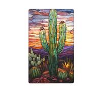 Placca da parete vuota con cactus in vetro colorato nel deserto con interruttore singolo, copertura decorativa per interruttore della luce, 1 banda, per cucina, camera da letto, bagno, dimensioni 11,4