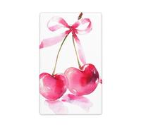 Placca da parete vuota con ciliegie rosa con nastro acquerello singolo interruttore bianco copertura decorativa 1 banda per cucina stanza bagno dimensioni 11,4 x 7 cm