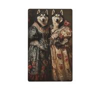 Placca da parete vuota con due husky in abiti vittoriani vintage per interruttore della luce decorativa 1 banda per cucina stanza bagno dimensioni 11,4 x 7 cm