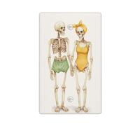 Placca da parete vuota con due scheletri che si tengono l'un l'altro, per cucina, camera da letto, bagno, dimensioni: 11,4 x 7 cm