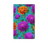 Placca da parete vuota con fiori grandi in turchese e viola, con interruttore singolo, decorativo, 1 banda, per cucina, camera da letto, bagno, dimensioni 11,4 x 7 cm