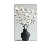Placca da parete vuota con fiori simili a cotone in vaso nero singolo interruttore luce copertura decorativa 1 banda per cucina camera bagno dimensioni 11,4 x 7 cm