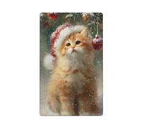 Placca da parete vuota con gatto di Natale sotto l'albero con interruttore singolo a levetta, copertura decorativa per interruttore della luce, 1 banda, per cucina, camera da letto, bagno, dimensioni