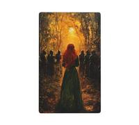 Placca da parete vuota con immagine di donna dai capelli rossi nella foresta al tramonto, per interruttore della luce, decorativo, 1 banda, per cucina, camera da letto, bagno, dimensioni 11,4 x 7 cm