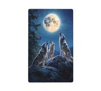 Placca da parete vuota con lupi che ululano alla luna, per cucina, camera da letto, bagno, dimensioni 11,4 x 7 cm