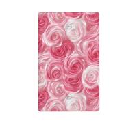 Placca da parete vuota con motivo a vortici rosa e bianchi, con motivo a rose, decorativa, 1 banda, per cucina, camera da letto, bagno, dimensioni 11,4 x 7 cm