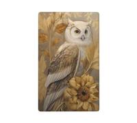 Placca da parete vuota con petali dorati, girasoli, gufo, arte fantasy, interruttore singolo, decorativo, 1 banda, per cucina, camera da letto, bagno, dimensioni 11,4 x 7 cm