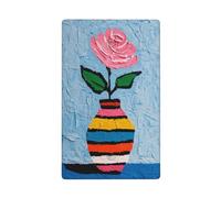 Placca da parete vuota con rose rosa in vaso a righe audaci, per interruttore della luce, decorativo, 1 banda, per cucina, camera da letto, bagno, dimensioni 11,4 x 7 cm