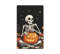 Placca da parete vuota con scheletro vintage di Halloween che tiene la zucca singola interruttore bianco copertura decorativa 1 banda per cucina stanza bagno Dimensioni 11,4 x 7 cm
