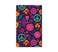 Placca da parete vuota con simboli della pace e fiori singola, copertura decorativa per interruttore della luce, 1 banda, per cucina, camera da letto, bagno, dimensioni 11,4 x 7 cm