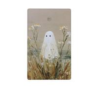 Placca da parete vuota con simpatico fantasma nel campo dei fiori selvatici, copertura decorativa per interruttore della luce, 1 banda, per cucina, camera da letto, bagno, dimensioni 11,4 x 7 cm