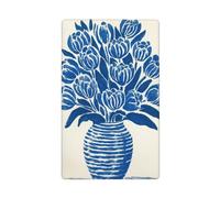 Placca da parete vuota vintage con tulipani blu in vaso a righe singolo interruttore bianco copertura decorativa 1 banda per cucina camera bagno dimensioni 11,4 x 7 cm