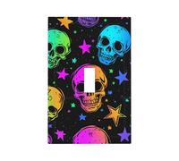 Placca decorativa a 1 interruttore a levetta, con teschio colorato e stelle, per camera da letto e soggiorno