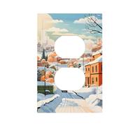 Placca decorativa a parete con 1 uscita singola duplex, copertura per interruttore della luce della città innevata invernale per camera da letto soggiorno Decor