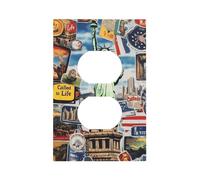 Placca decorativa a parete con 1 uscita, singola duplex, per interruttore della luce della città e della statua della libertà, per camera da letto e soggiorno