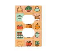 Placca decorativa a parete singola duplex a 1 uscita, con elemento carino a griglia arancione per interruttore della luce per camera da letto soggiorno Decor