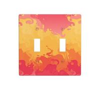 Placca decorativa astratta a forma di fuoco e fumo, doppia banda, con interruttore, dimensioni standard, 11,4 x 11,4 cm