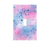 Placca decorativa con interruttore a levetta, 1 banda, con stelle brillanti arcobaleno, per camera da letto e soggiorno