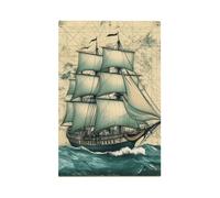 Placca decorativa da parete, 1 banda, con mappa nautica, stile vintage, con bussola, per camera da letto, soggiorno, decorazione