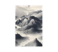 Placca decorativa da parete, 1 banda, in bianco e nero, paesaggio di montagne e fiumi, copertura per interruttore della luce per camera da letto e soggiorno