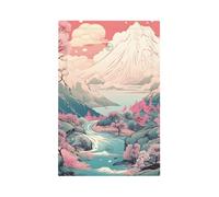 Placca decorativa da parete, 1 banda, in stile giapponese, con neve, montagna e fiori di ciliegio, per camera da letto e soggiorno