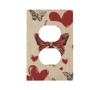 Placca decorativa da parete, 1 banda, singola duplex, per San Valentino, farfalla e cuori d'amore, copertura per interruttore della luce per camera da letto e soggiorno