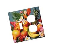 Placca decorativa da parete, 2 uscite, duplex, con frutta tropicale e fiori, copertura per interruttore della luce, piastra decorativa da parete, 12,7 x 7,6 cm, in materiale termoplastico, dimensioni