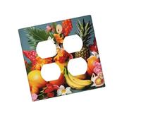 Placca decorativa da parete, 2 uscite, duplex, con frutta tropicale e fiori, copertura per interruttore della luce, piastra decorativa da parete, 12,7 x 7,6 cm, in materiale termoplastico, dimensioni