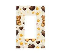 Placca decorativa da parete a 1 banda, con orsetto marrone, cuori, stelle, interruttore della luce, per camera da letto e soggiorno