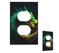 Placca decorativa da parete a 1 modulo, copri interruttori di medie dimensioni 12,7 x 7,6 cm, coperture per prese elettriche con dragone cinese, per prese elettriche, interruttore a bilanciere singolo
