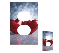 Placca decorativa da parete a 1 modulo, copri interruttori di medie dimensioni 12,7 x 7,6 cm, due piastre da parete a cuori rossi per prese elettriche, copertura per spina singola, piastre per