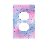 Placca decorativa da parete a 1 uscita, singola duplex, con stelle arcobaleno brillanti e copertura per interruttore della luce per camera da letto e soggiorno