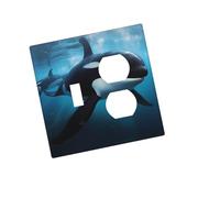 Placca decorativa da parete a 2 moduli Duplex Wallplate Killer Whale Edge Outlet Cover per interruttore della luce Placca decorativa da parete 12,7 x 7,6 cm in termoplastica standard stile I