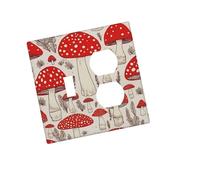 Placca decorativa da parete a 2 moduli Duplex Wallplate rosso bianco fungo bordo copertura interruttore luce decorativo piastra da parete 12,7 x 7,6 cm termoplastica dimensioni standard stile I