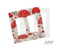 Placca decorativa da parete a 2 moduli Duplex Wallplate rosso bianco fungo bordo copertura interruttore luce piastra decorativa 12,7 x 7,6 cm termoplastico dimensioni standard stile G